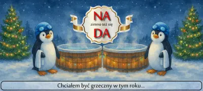 Kubek świąteczny z pingwinem, imieniem, tekstem