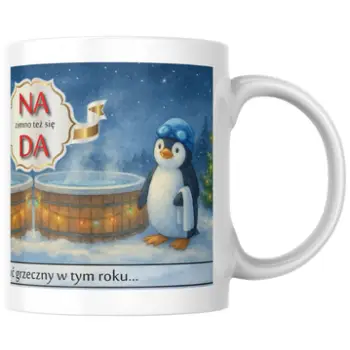 Kubek świąteczny z pingwinem| haftonline.pl - personalizowany tekst