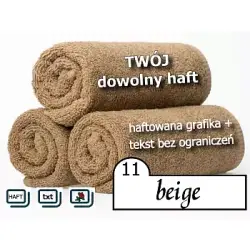ręcznik beżowy z imieniem, tekstem i dowolną grafiką