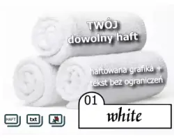 ręcznik bialy z imieniem, tekstem i dowolną grafiką