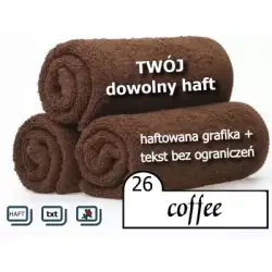 ręcznik brązowy z imieniem, tekstem i dowolną grafiką