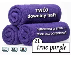 ręcznik purpurowy z imieniem, tekstem i dowolną grafiką