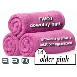 ręcznik różowy z imieniem, tekstem i dowolną grafiką