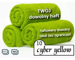 ręcznik seledynowy z haftowanym tekstem