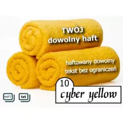 ręcznik żółty z haftowanym tekstem